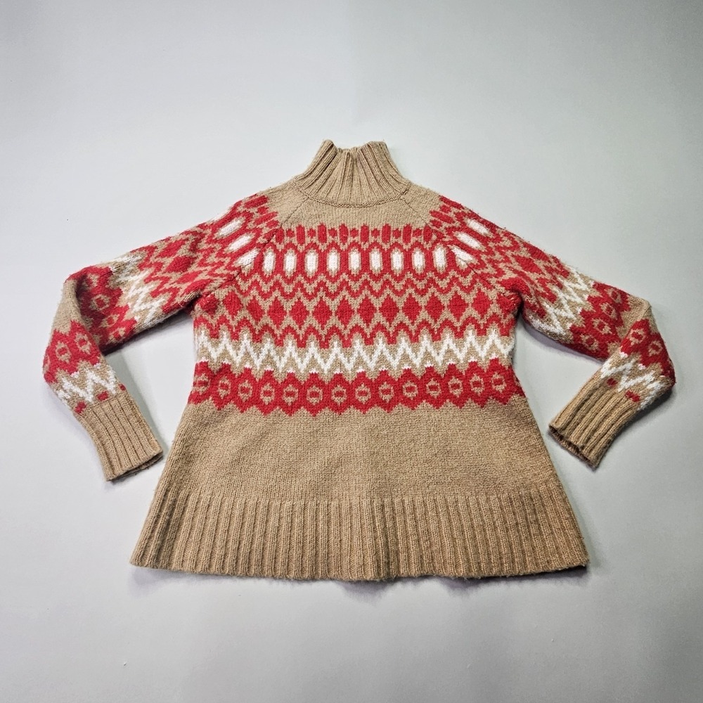 Women's S Vineyard Vines Martha's Vineyard Fair Isle Turtleneck Sweater Merino